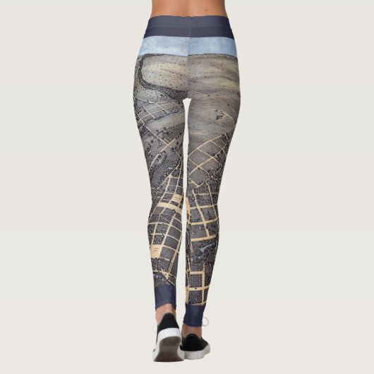 San Antonio, Texas, Antike Luftkarte, 1873 Leggings (Rückseite)