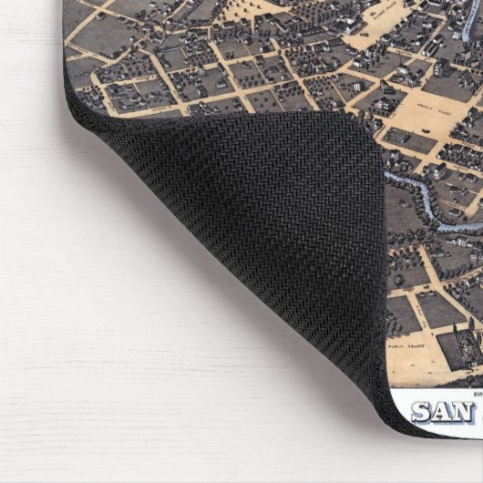 San Antonio, Texas, Antike Luftkarte, 1873 Mousepad (Ecke)
