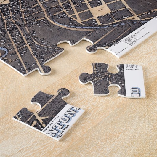 San Antonio, Texas, Antike Luftkarte, 1873 Puzzle (Seite)