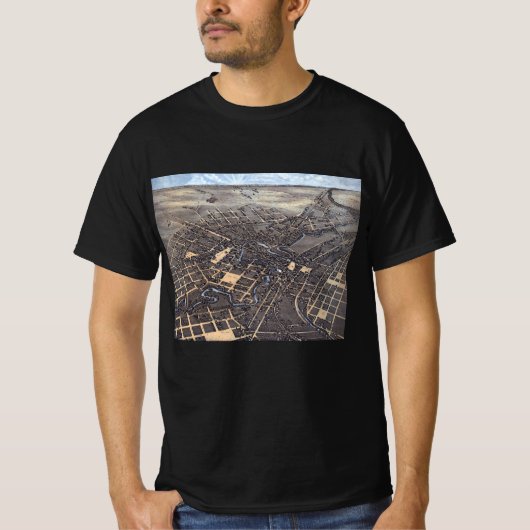 San Antonio, Texas, Antike Luftkarte, 1873 T-Shirt (Vorderseite)