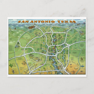San Antonio Texas Cartoon Karte