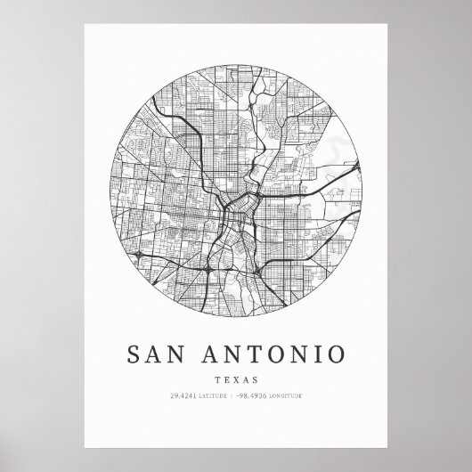 San Antonio Texas City Map Poster (Vorne)