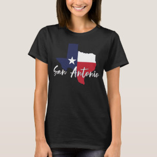 San Antonio, Texas Flag Map Damen Schwarz T-Shirt