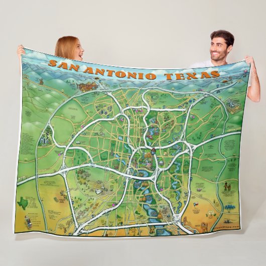 San Antonio Texas Fun Karte Fleecedecke (Beispiel)