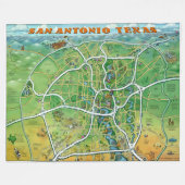 San Antonio Texas Fun Karte Fleecedecke (Vorderseite (Horizontal))