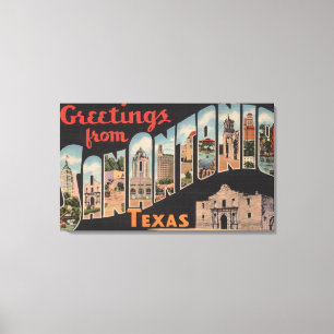 San Antonio, Texas - Große Briefmarkenszenen Leinwanddruck
