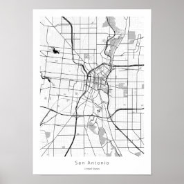 San Antonio Texas Minimal Modern Street Karte Poster