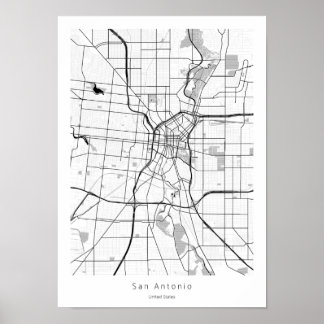 San Antonio Texas Minimal Modern Street Karte Poster