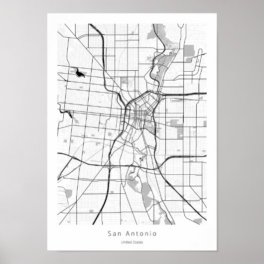 San Antonio Texas Minimal Modern Street Karte Poster (Vorne)