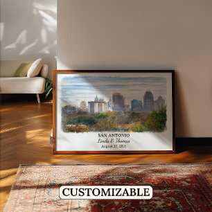 San Antonio Texas Poster, Aquarell, Maßgeschneider Poster