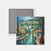 San Antonio Texas River Walk Van Gogh Vibrant City Magnet (Vorderseite/Rückseite)