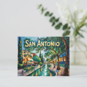 San Antonio Texas River Walk Van Gogh Vibrant City Postkarte (Stehend Vorderseite)