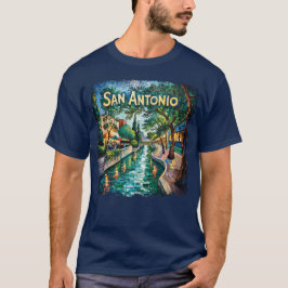 San Antonio Texas River Walk Van Gogh Vibrant City T-Shirt