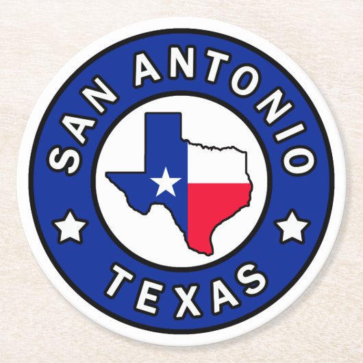 San Antonio Texas Runder Pappuntersetzer (Vorderseite)