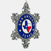 San Antonio Texas Schneeflocken Zinn-Ornament (Links)