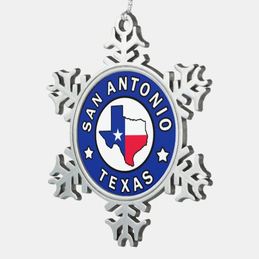 San Antonio Texas Schneeflocken Zinn-Ornament (Rechts)