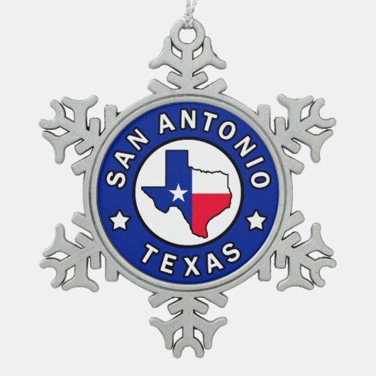 San Antonio Texas Schneeflocken Zinn-Ornament (Vorderseite)