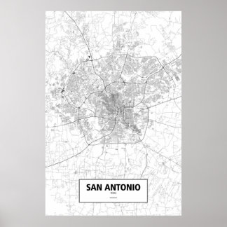 San Antonio, Texas (schwarz auf weiß) Poster
