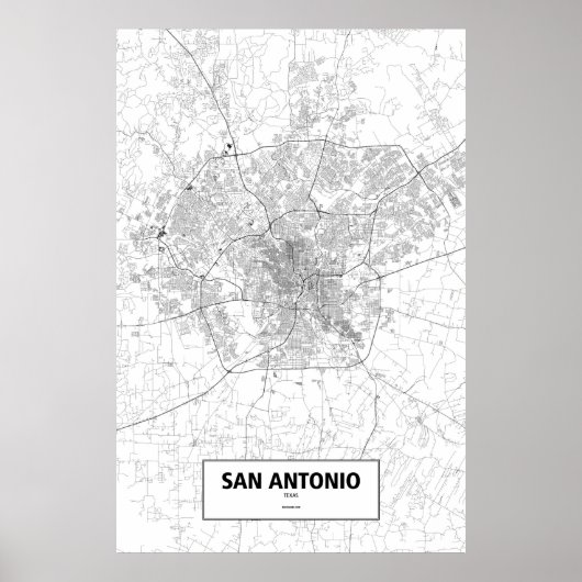 San Antonio, Texas (schwarz auf weiß) Poster (Vorne)