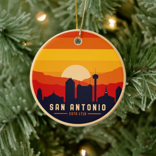 San Antonio Texas Skyline Cityscape Souvenir Keramik Ornament (Baum)