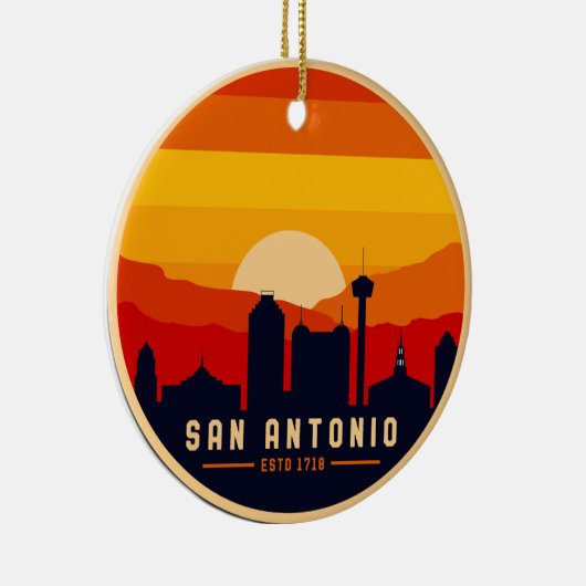 San Antonio Texas Skyline Cityscape Souvenir Keramik Ornament (Rechts)