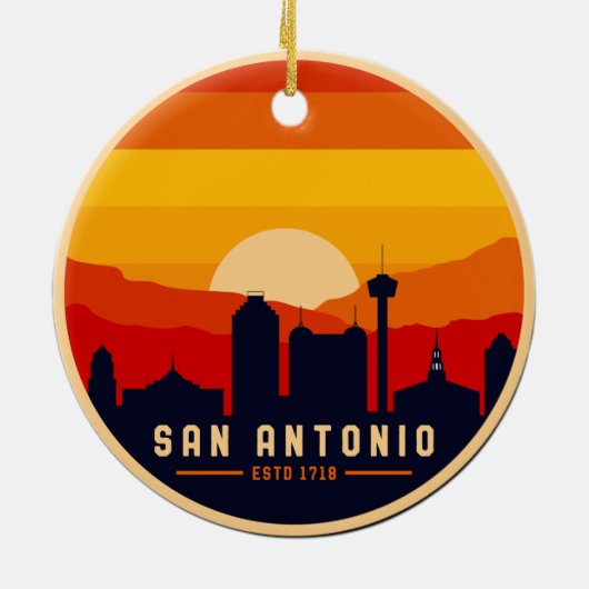 San Antonio Texas Skyline Cityscape Souvenir Keramik Ornament (Hinten)