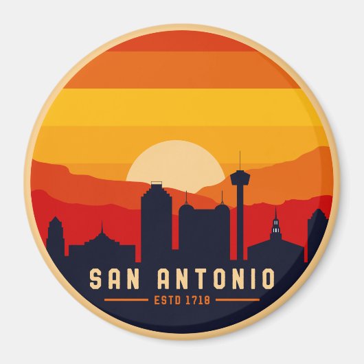 San Antonio Texas Skyline Cityscape Souvenir Magnet (Vorne)