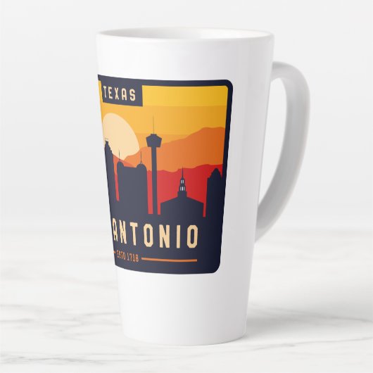 San Antonio Texas Skyline Cityscape Souvenir Milchtasse (Rechte Ecke)