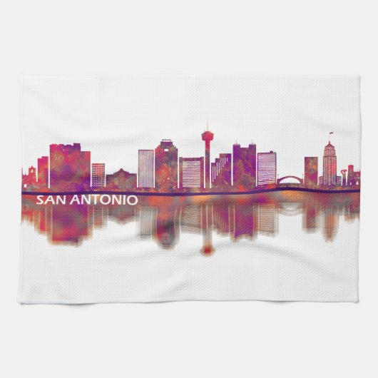 San Antonio Texas Skyline Geschirrtuch (Horizontal)