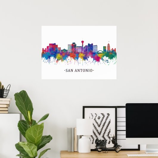 San Antonio Texas Skyline Poster (Heimbüro)