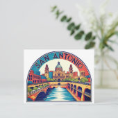 San Antonio Texas Skyline Postkarte (Stehend Vorderseite)