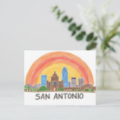San Antonio Texas Skyline Postkarte (Stehend Vorderseite)