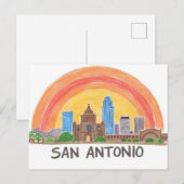 San Antonio Texas Skyline Postkarte (Vorne/Hinten)
