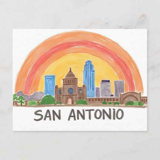 San Antonio Texas Skyline Postkarte (Vorderseite)