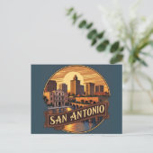San Antonio Texas Skyline Postkarte (Stehend Vorderseite)