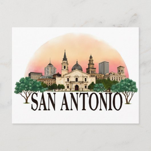 San Antonio Texas Skyline Postkarte (Vorderseite)