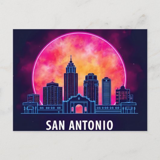 San Antonio Texas Skyline Postkarte (Vorderseite)