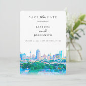 San Antonio Texas Skyline Save the Date Karte (Stehend Vorderseite)