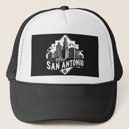 San Antonio Texas Skyline Truckerkappe (Vorderseite)