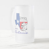 San Antonio Texas Staat Map, Star, Boots, Hat Tass Mattglas Bierglas (Vorderseite Links)