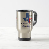 San Antonio Texas Staat Map, Star, Boots, Hat Tass Reisebecher (VorderseiteRechts)