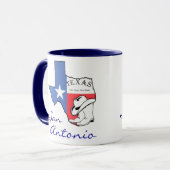 San Antonio Texas Staat Map, Star, Boots, Hat Tass Tasse (Vorderseite Links)
