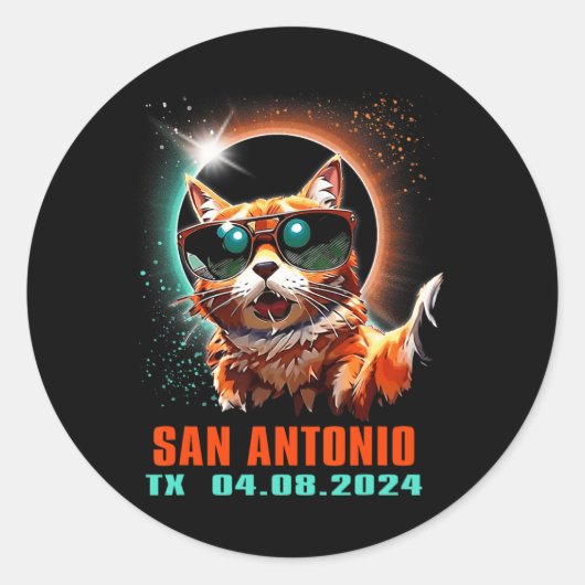 San Antonio Texas Total Solar Eclipse 2024 Runder Aufkleber (Vorderseite)