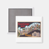 San Antonio Texas TX Vintager Großbuchstabe Postka Magnet (Vorderseite/Rückseite)
