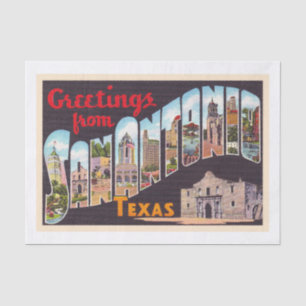 San Antonio Texas TX Vintager Großbuchstabe Postka Seidenpapier