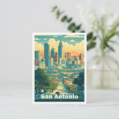 San Antonio Texas USA Art Vintage Travel Postkarte (Stehend Vorderseite)