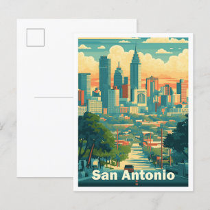 San Antonio Texas USA Kunst Vintage Reise Postkarte