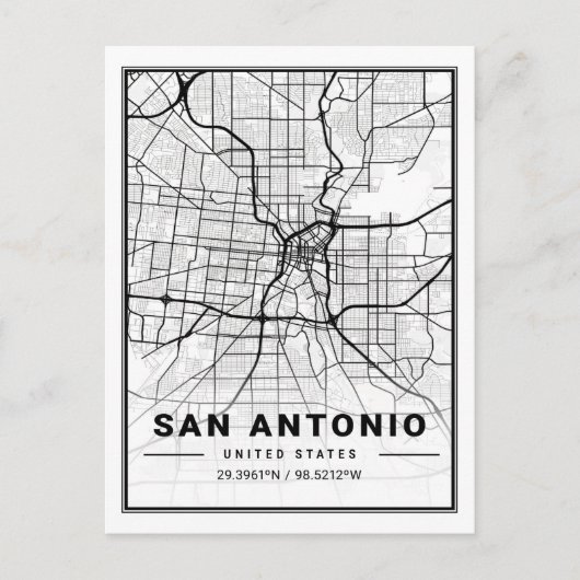 San Antonio Texas USA Travel City Map Poster Postkarte (Vorderseite)