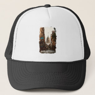 San Antonio Texas Vintage Stadt Reisen Wasserfarbe Truckerkappe