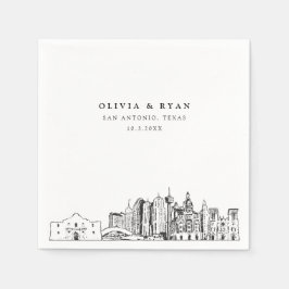 San Antonio Texas Wedding Paper Cocktail Napkin Serviette